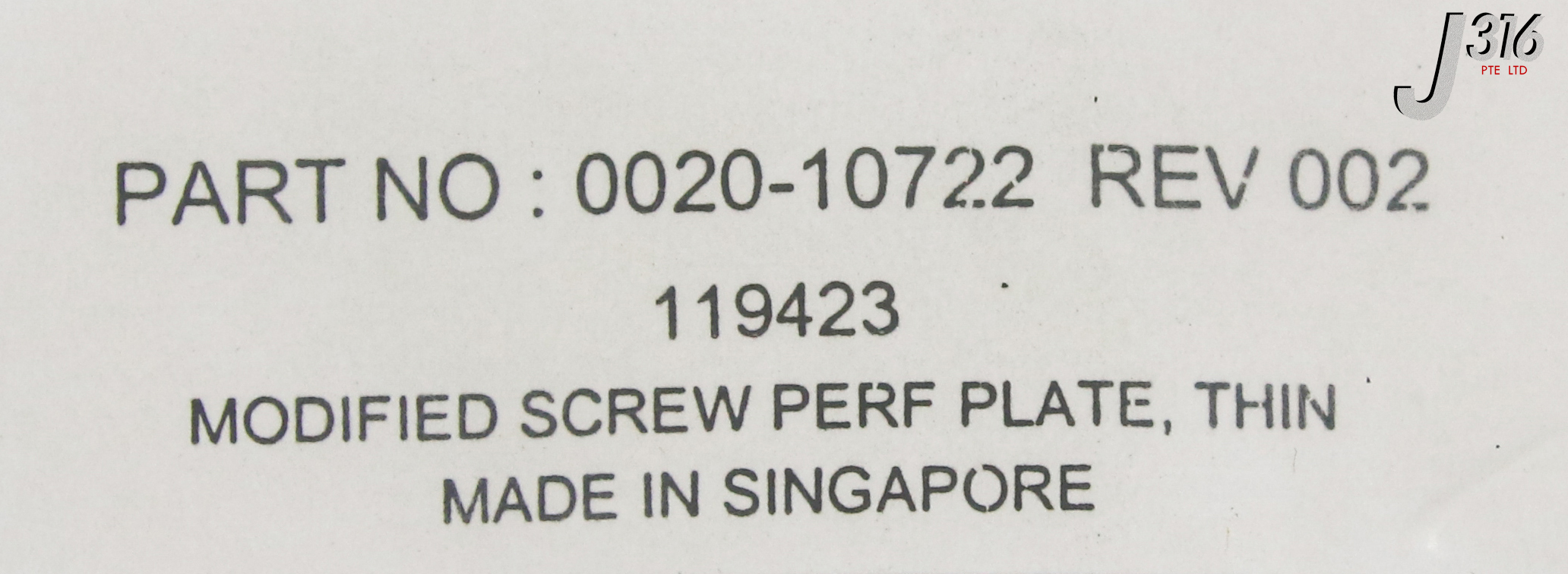 15304 APPLIED MATERIALS MODIFIED SCREW, PERF PLATE, THIN (NEW